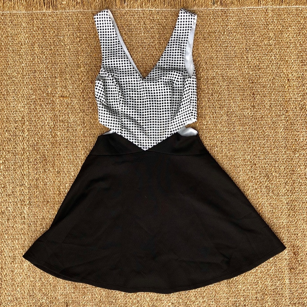 NWT Rumor Boutique Cutout Plaid And Black Dress